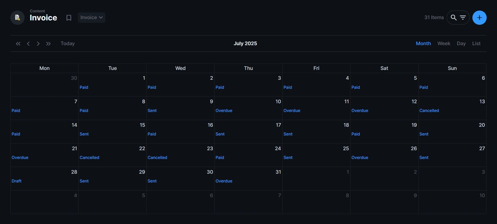 Calendar View